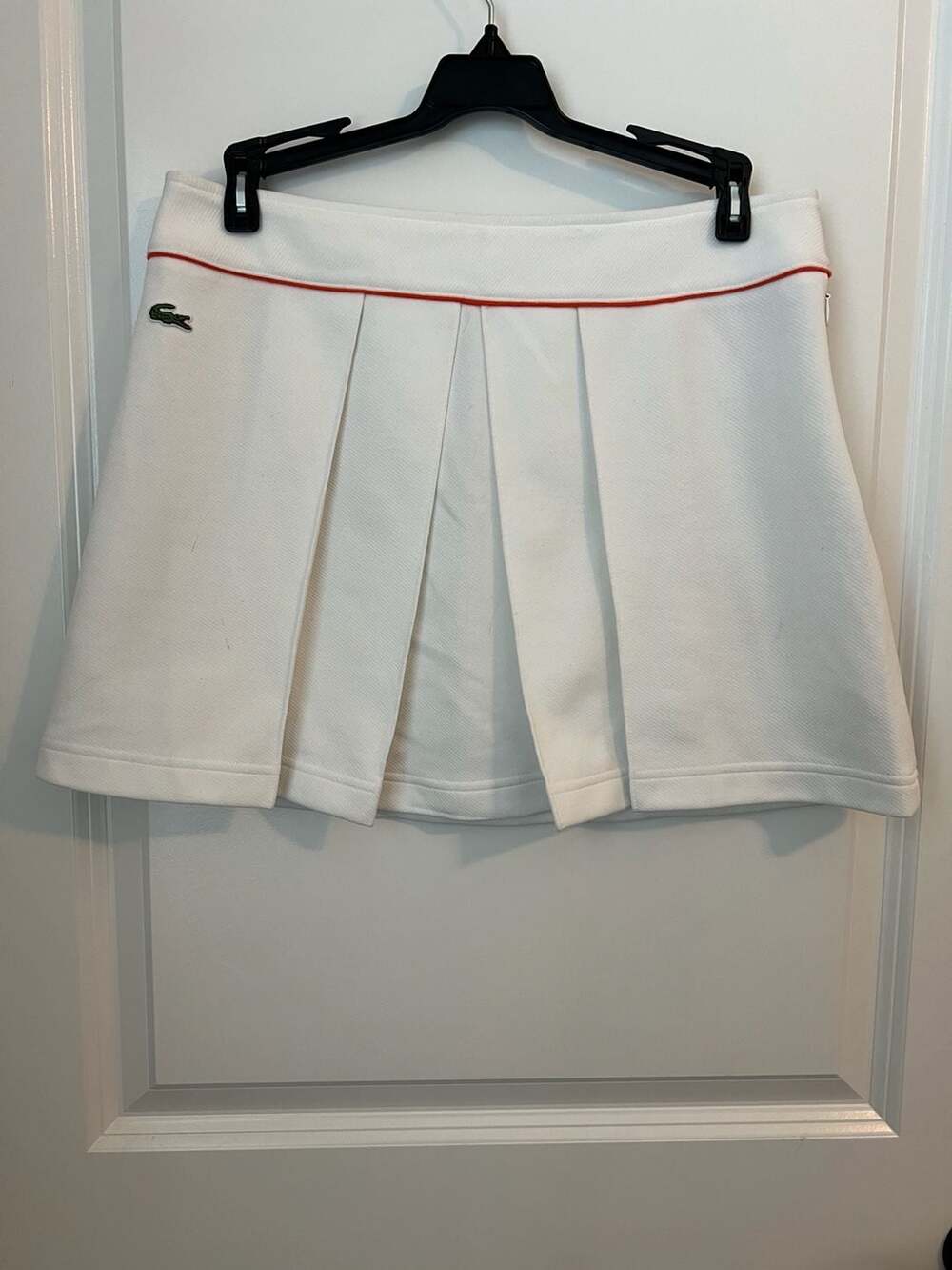 Lacoste Sport White Pleated Tennis Skirt with Red Piping Size 36